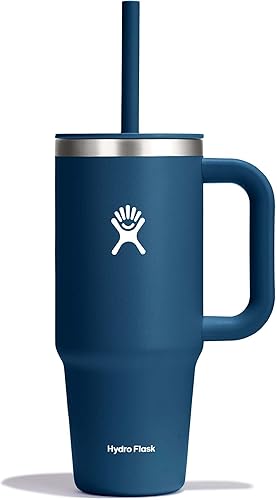 Miniatura 94 de Hydro Flask - Vaso de viaje con asa, tapa y pajilla, acero inoxidable térmico, 32 onzas, color azul
