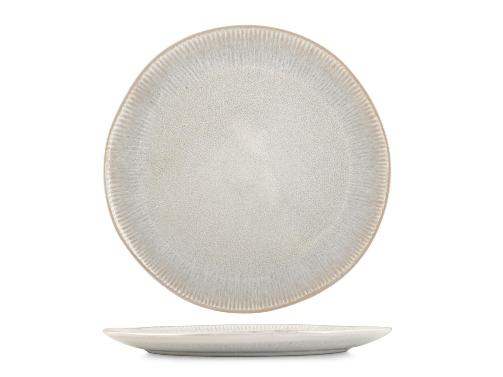 H&H Set of 6 Yucatan Stoneware Dinner Plates 27 cm - White - Minimal Design with Reactive Effect and Texture - Perfect for Lunch and Dinner - Also Suitable for Catering