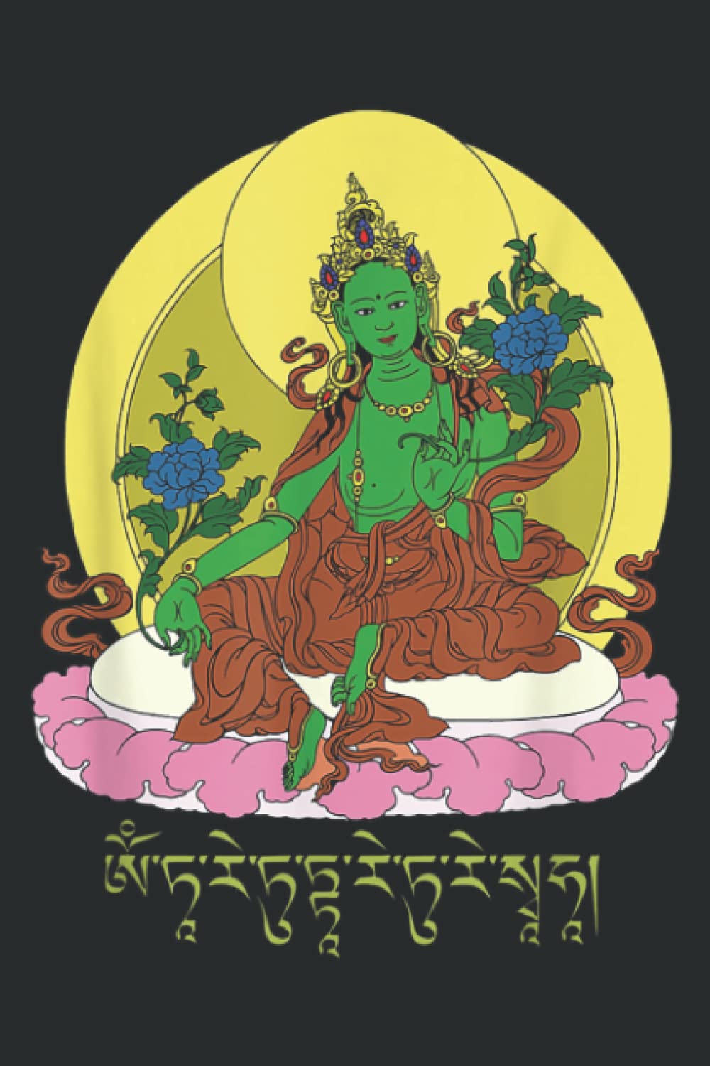 Green Tara Buddha Mantra Vajrayana: Lined Journal & Diary for Writing & Notes for Girls and Women, Memo Diary Subject Notebooks Planner, 6"x9"