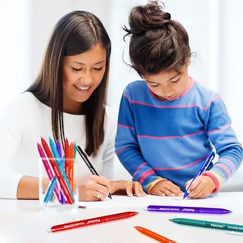 Miniatura 5 de Piochoo Bolígrafos borrables, 10 bolígrafos retráctiles de tinta de gel de colores surtidos, bolígrafos de punta fina de 0.028 in, bolígrafos