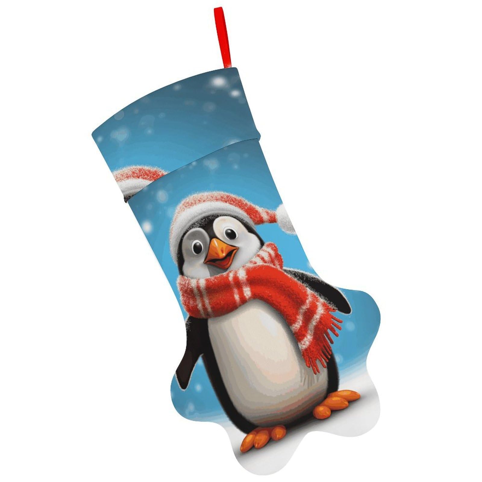 Christmas Funny Penguin Christmas Stocking Soft Comfortable Christma Sornaments Stocking Cute All-Printed Dog-Paw Stockings for Xmas Eve Party Fireplace Tree Gift Decoration