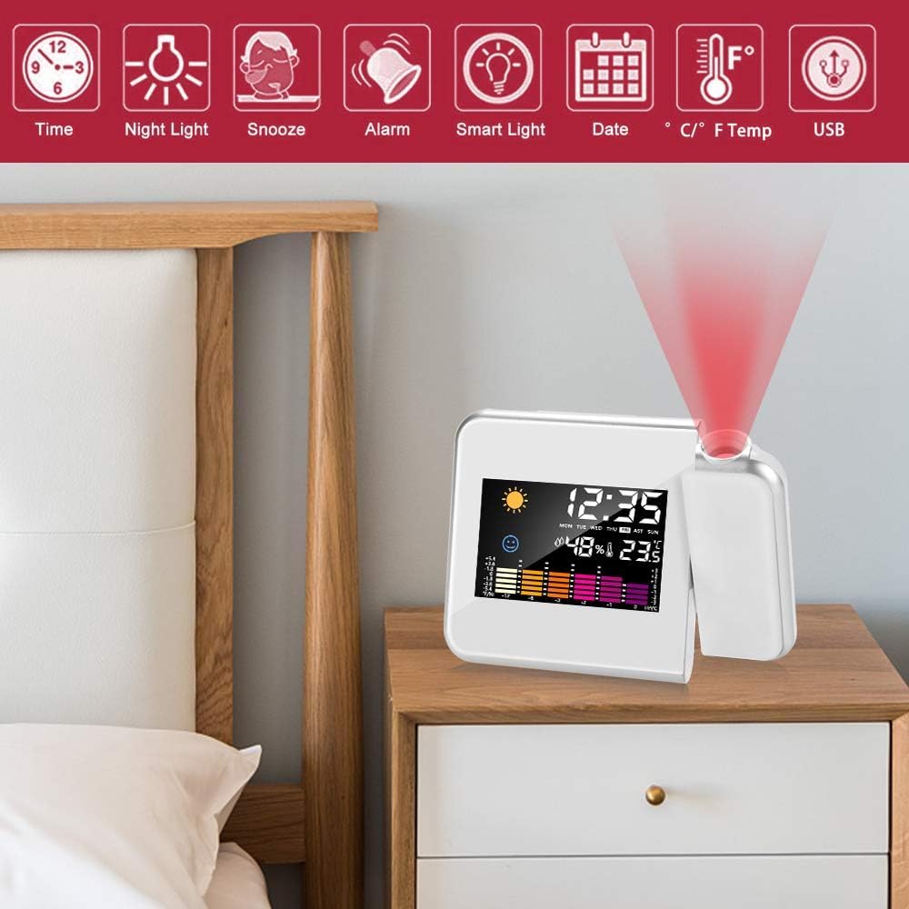 Réveil à Projection De Temps à LED Avec Affichage De La Température