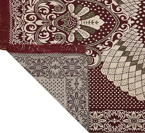 Image of Chenille /Cotton Carpet 5x7 Feet | Soft Velvet Rug for Living Room, Hall & Bedroom | Floor Carpet for Home | Designer Dari for Floor 150x210 cm | Non-Slip & Durable Kalin (Maroon)