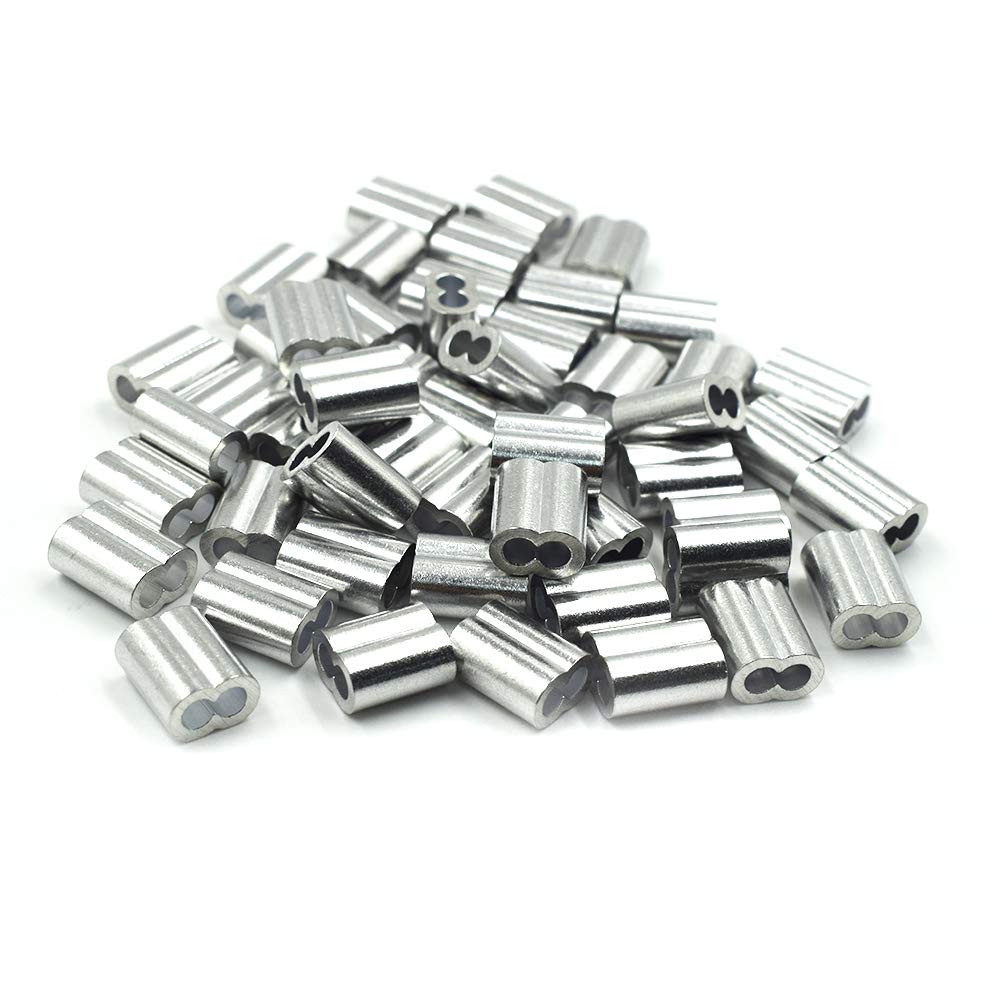 Aluminum Crimping Loop Sleeve for 4mm Diameter Wire Rope and Cable(50Pcs)