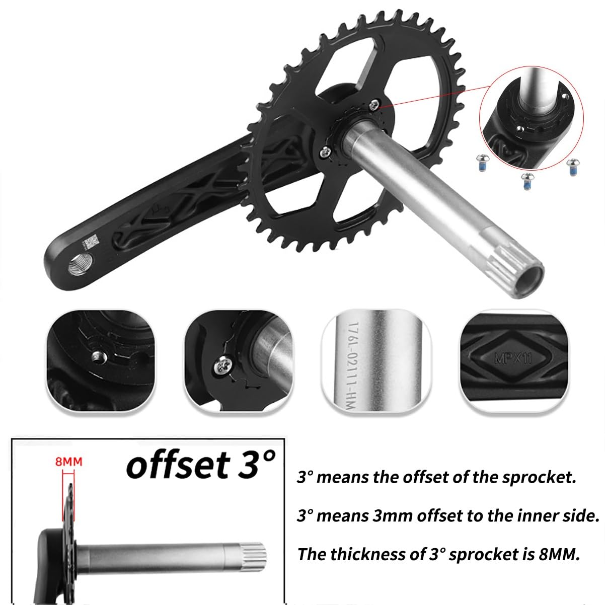 Amazon.co.jp: ファットバイク用クランクセット 170mmクランクアーム