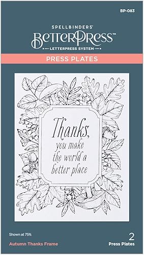 Spellbinders Juego de placas y troqueles de prensa Autumn Thanks de metal