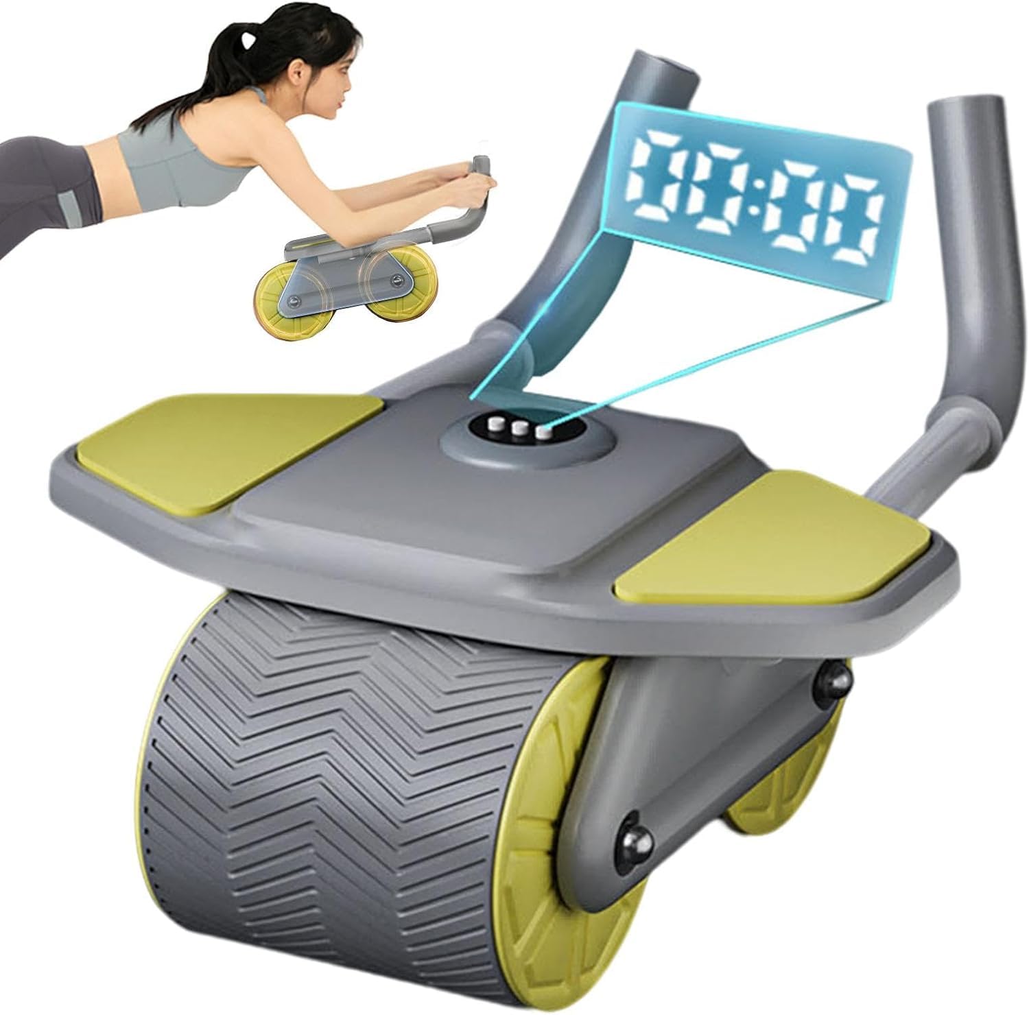 Abdominal Roller, Home Gym Ab Workout Plank Trainer With Knee Pad, Core Strength Training Wheel Elbow Support Ergonomic Exercise Spring Back Wheels Quiet, Non-slip Automatic Rebound-image-42