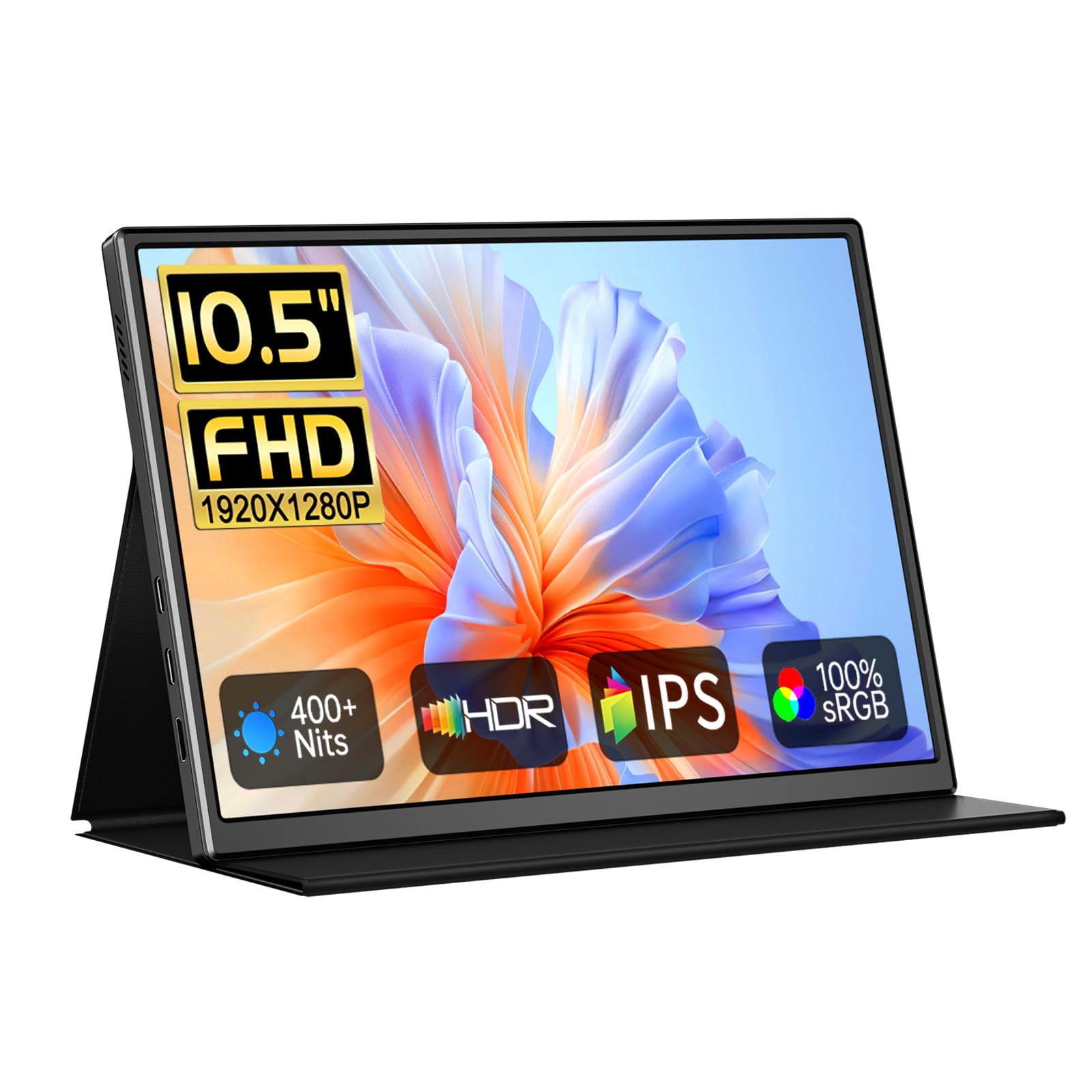 CAPERAVE Mini Portable Monitor 10,5 Zoll 1920x1280 FHD IPS Bildschirm, USB C HDMI tragbarer Gaming-Monitor, Mobiler Monitor für Laptops,PCs,Phone,Mac,Xbox,PS4,Switch, mit Schutzhülle