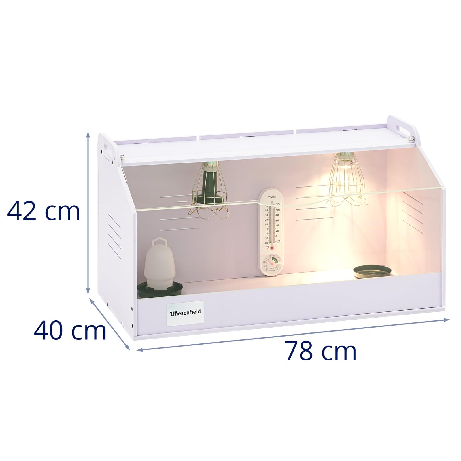 Box per Allevamento Pulcini Fino a 36 °C 78 x 40 x 42 cm Gabbia da Cova con Scatola