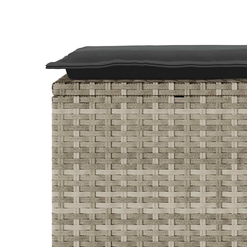 vidaXL Gartenbank mit Kissen Hellgrau 110x40x44 cm Poly Rattan, Terrassenbank, Außenbank, Garten Sitzbank, Outdoor Bank, Sitzbank, Sitzbank Terrasse