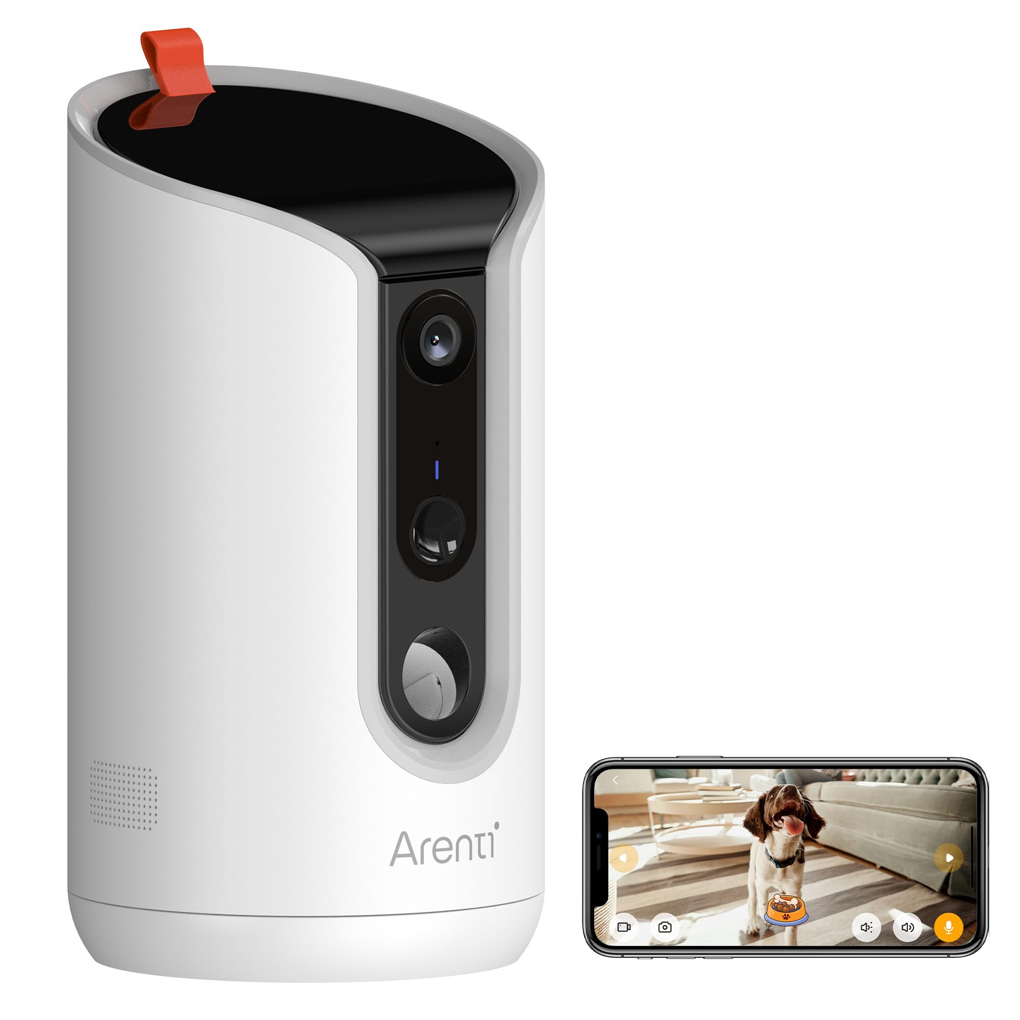 ARENTI Distributeur Automatique de Croquettes pour Chat avec Caméra WiFi, Caméra de Surveillance avec Distributeur, Alertes Intelligentes/Vision Nocturne, Audio Bidirectionnel, Alexa