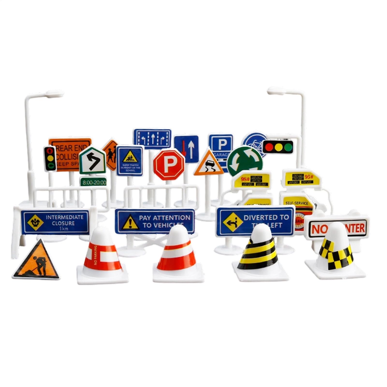 Children’s Traffic Signs Toy Set, 28 Pieces Road & Street Signs For Educational Play, Indoor/Outdoor Learning, Birthday Party, Classroom, Garden, Interactive City Play, Promotes Safety Awareness & Cog