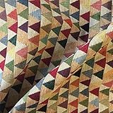 tela kilim por metro PESO APROXIMADO: 320 gr/m² Kt KILOtela Tela por Metros de tapicería - Jacquard Gobelino - Ancho 280 cm - Largo a elección de 50 en 50 cm  Triángulos Beige - Rojo, Verde, Azul, Gris, Beige
