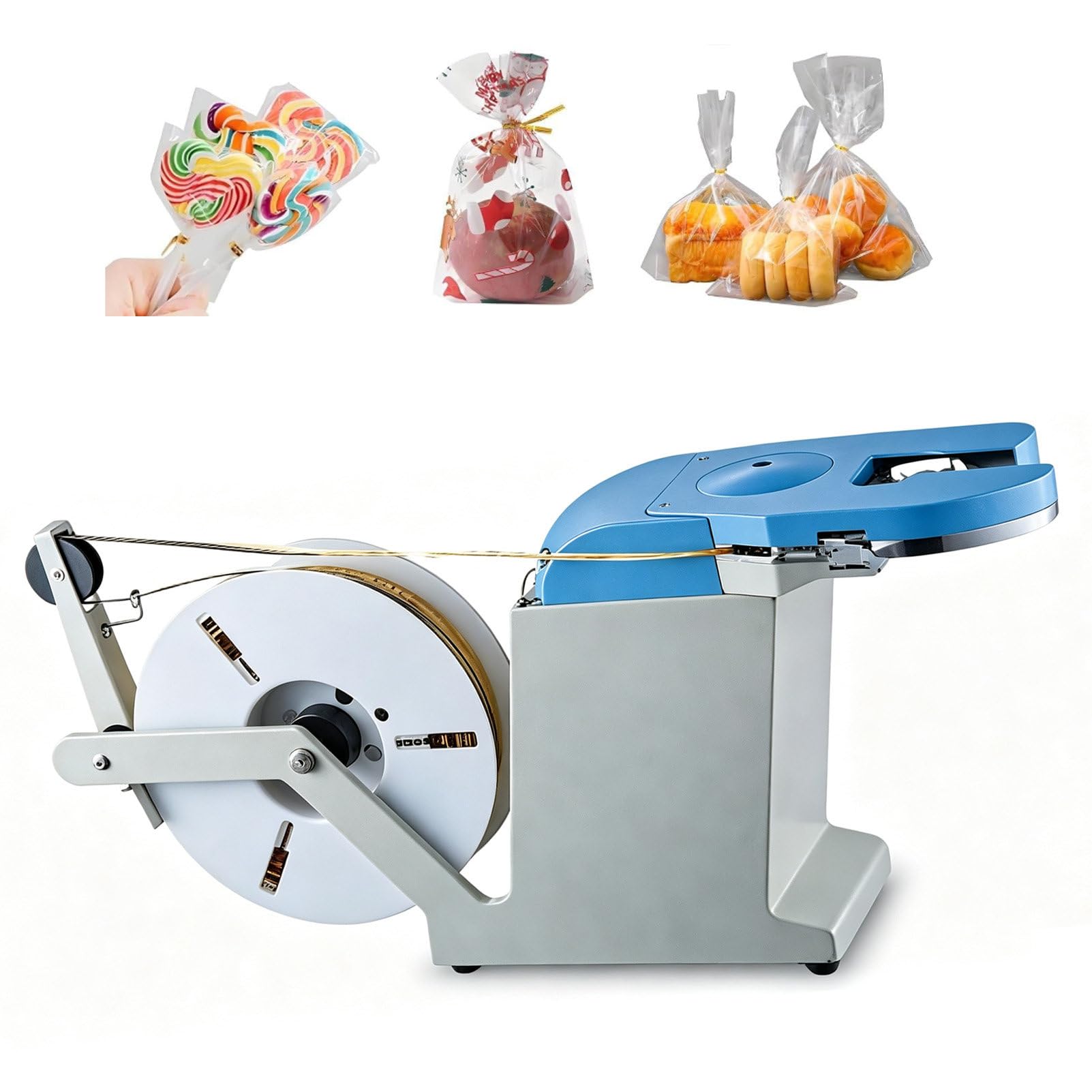 Pvxa Food Twist Tying Tool, Electric Semi Manul Bag Closure 200mm Tightening Circle, 40 Ties/Min Bag Closure, for Food Bags Cables Wire Harness Binding