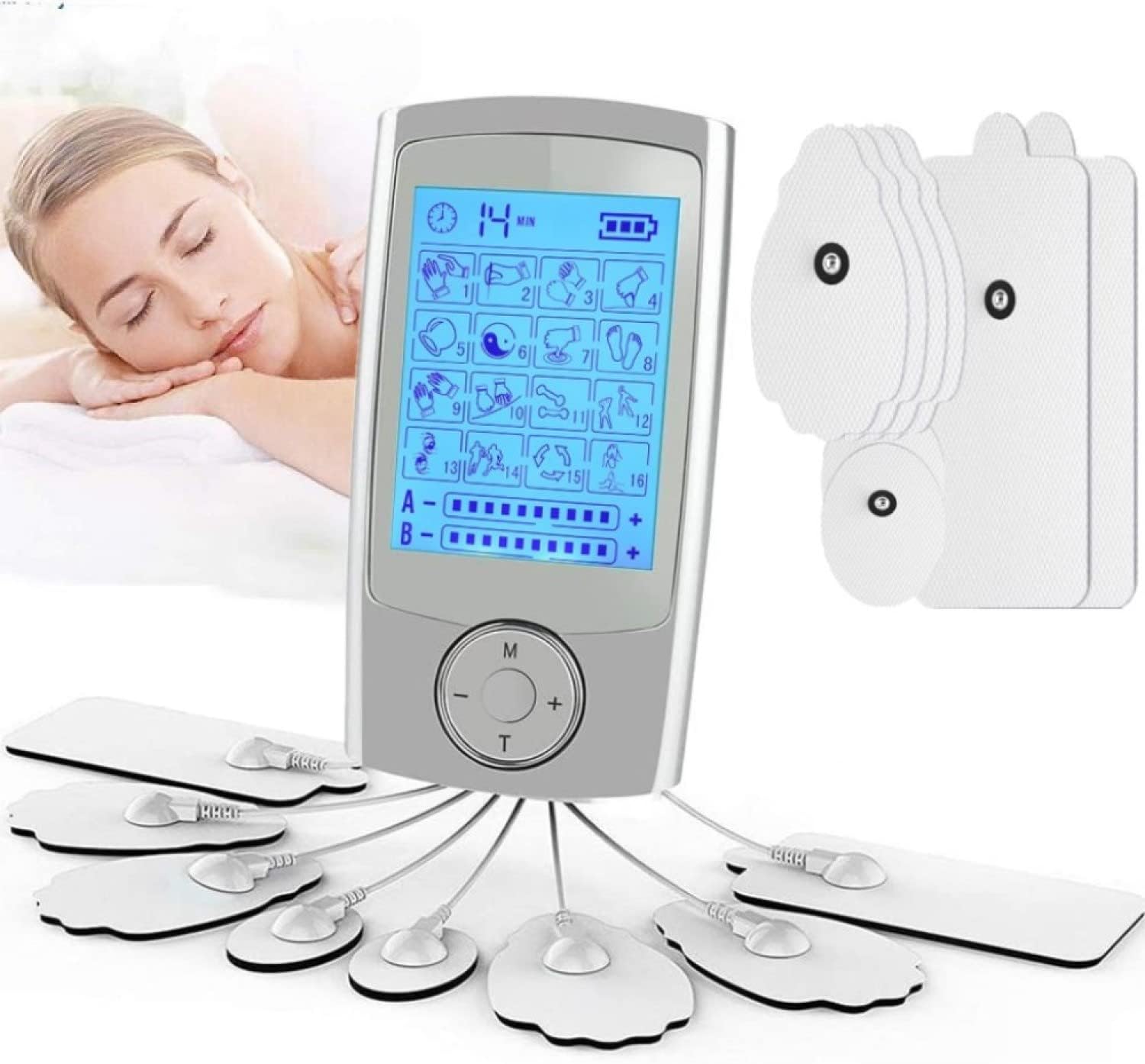 FDA Cleared Rechargeable AB Dual Channel 16 Modes 20 Kinds of Strength Tens, EMS Therapy Electric Massager