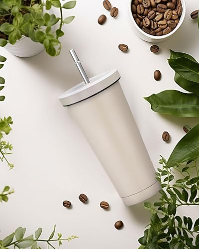 Miniatura 3 de Vaso aislado con tapa y pajilla, taza fría, taza de acero inoxidable de 25 onzas con aislamiento al vacío, taza de café de doble pared, sin BPA,