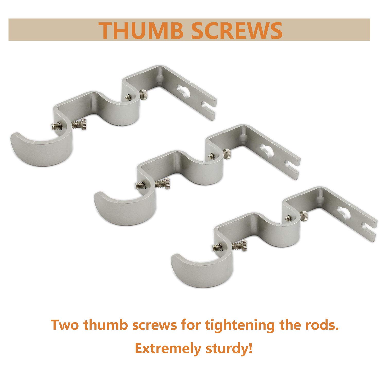 3X (Staffa Per Per Tende, 2 Pezzi Doppio Supporto Per Per Tende