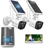OOSSXX Solar Outdoor Wireless Security Camera System Battery WiFi Home Video Surveillance Cameras System