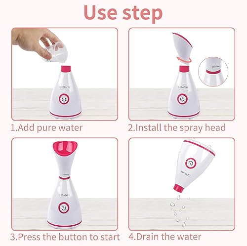 Miniatura 5 de GETANYE Vaporizador facial nano iónico  10 veces penetración para el rostro, desobstruye los poros, humidificador hidratante de spa con kit de