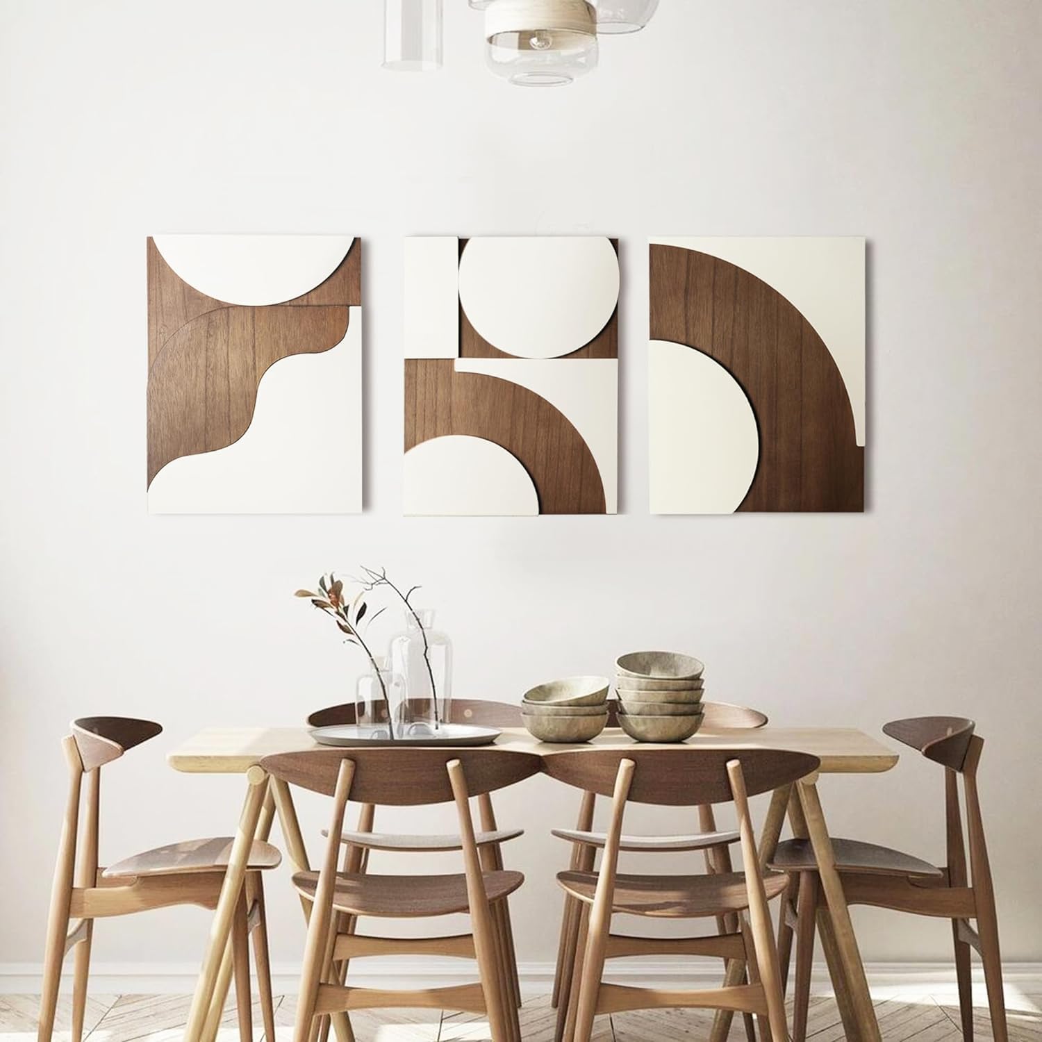 SHILP HANDICRAFT 3 Packs Wood Wall Decor - Geometry Abstract