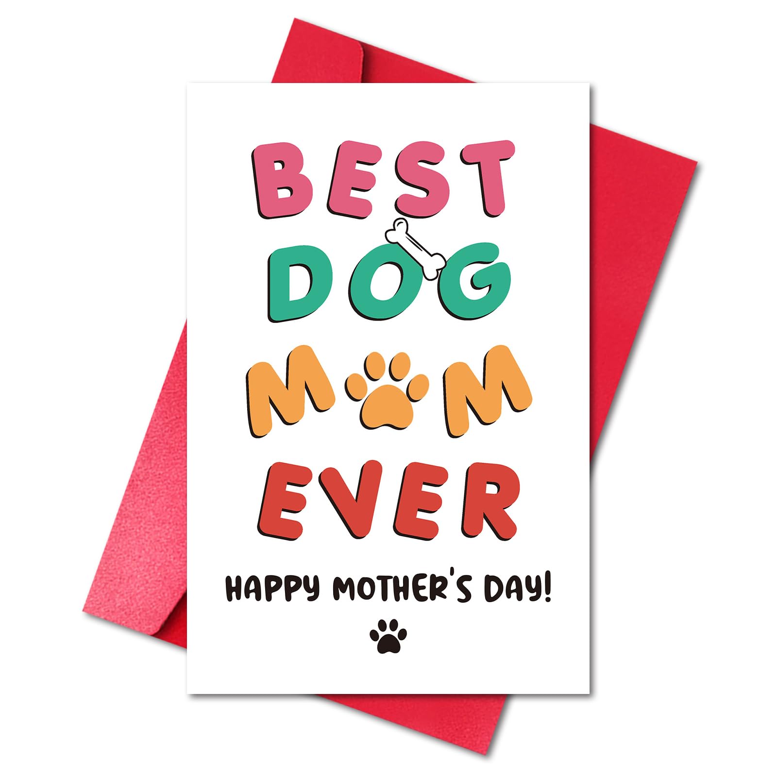 LYMEQING Best Dog Mom Mother's Day Card, Funny Mother's Day Gift Card for Dog Lover Women Her Momma Grandma Stepmom Adoptive Mom Mother-in-law Wife Girlfriend