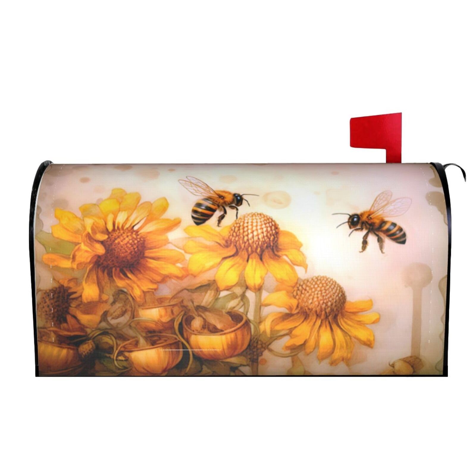 Honey Bees Sunflowers 03 Mailbox Covers Magnetic Wraps Post Letter Box Cover Garden Home Decor