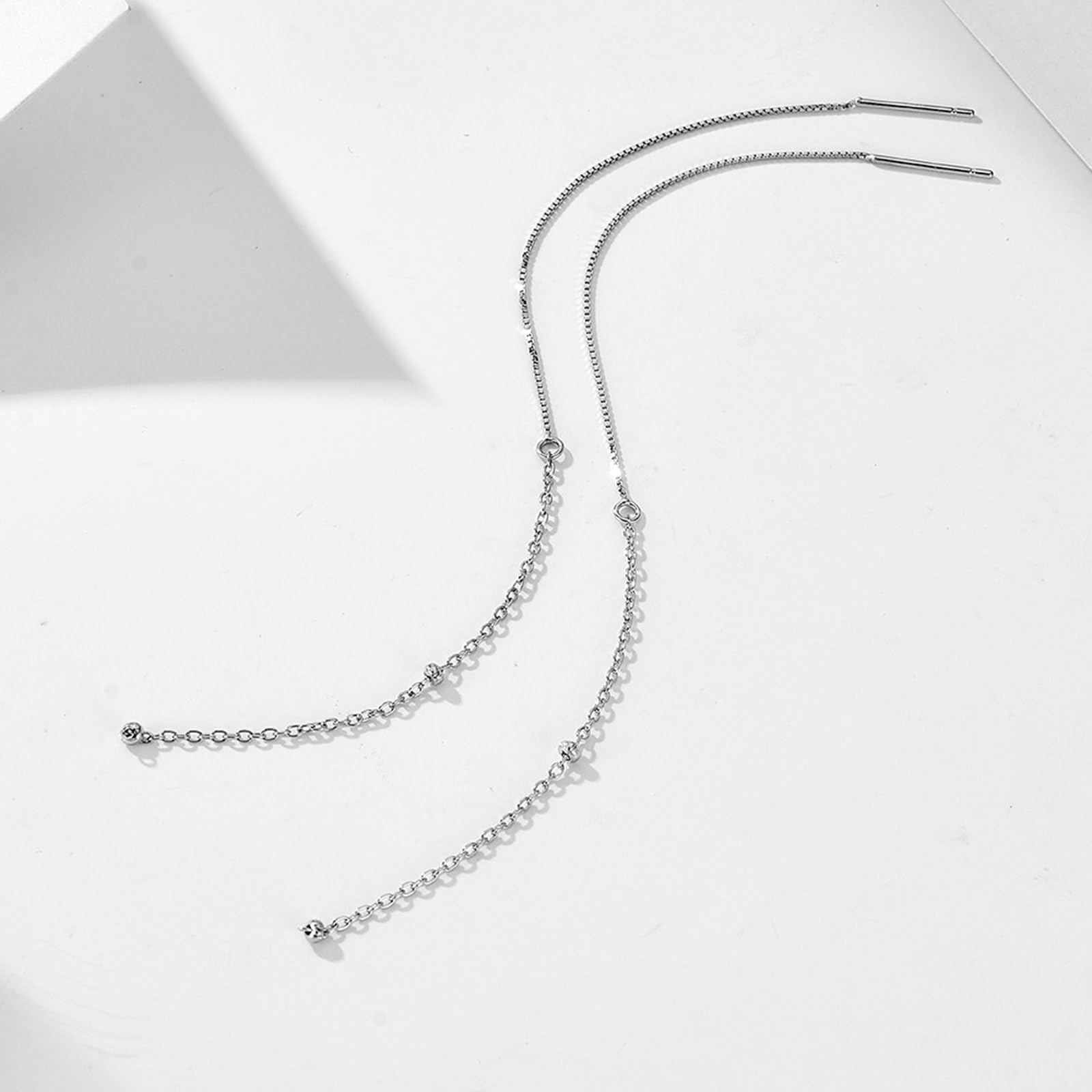 Beydodo Ohrhänger Gold 750 585 375 Echtgold, Damen Durchzieher Ohrringe Lange Kette mit Bead Ohrhänger Hochzeit Nickelfrei in Bijouterie