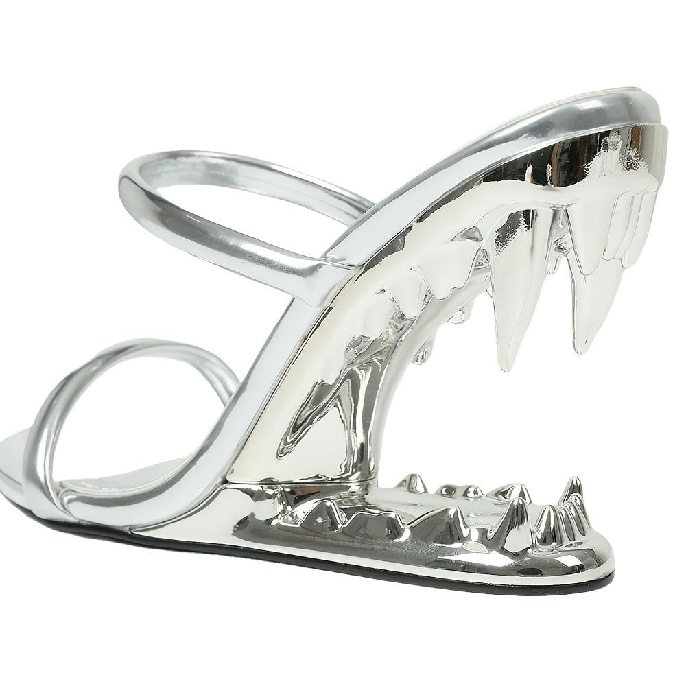 ZBDZSW Sandales à Talons Hauts à Bout Ouvert et à Enfiler pour Femmes, Chaussures Sexy à la Mode avec Dents de Requin