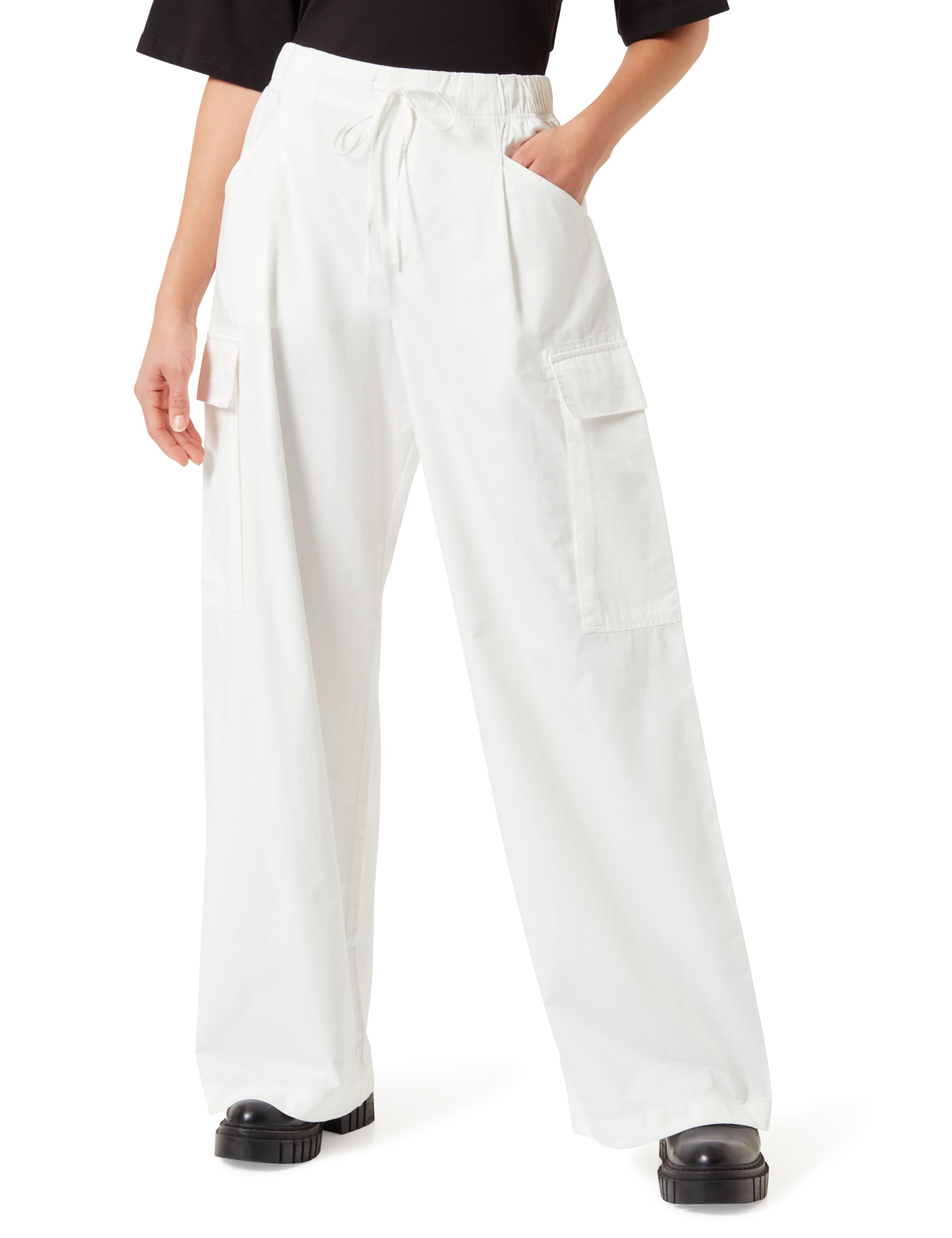 Replay Women's Cotton Cargo Trousers, White 001 (White), 25