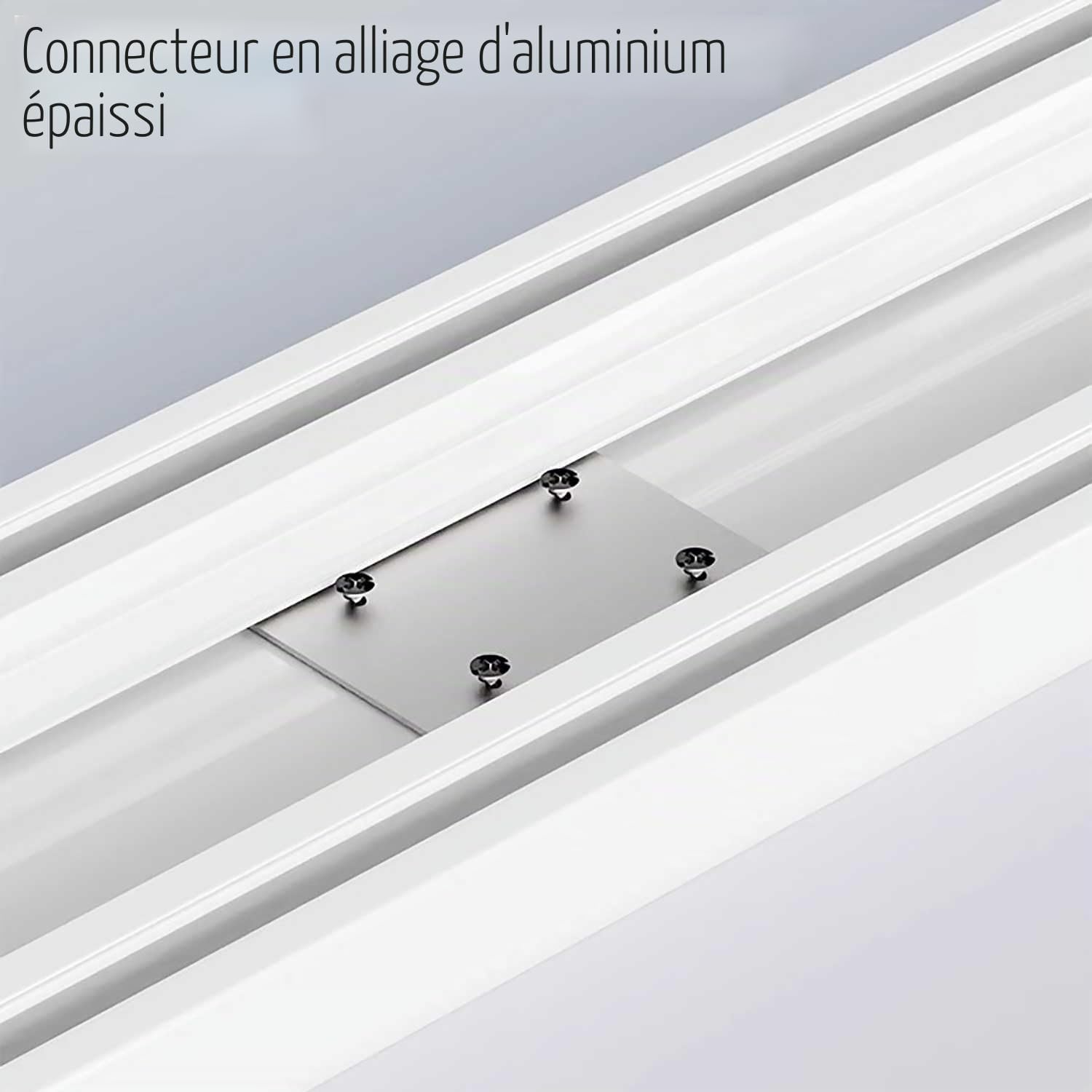 Tringle à rideaux à rail à double rangée en aluminium avec finition mate, très résistante, facile à installer au plafond, gris, 2,9 m