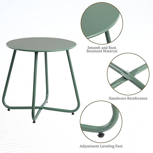 Miniatura 5 de HollyHOME - Mesa auxiliar redonda lateral para patio pequeña de metal para aperitivos