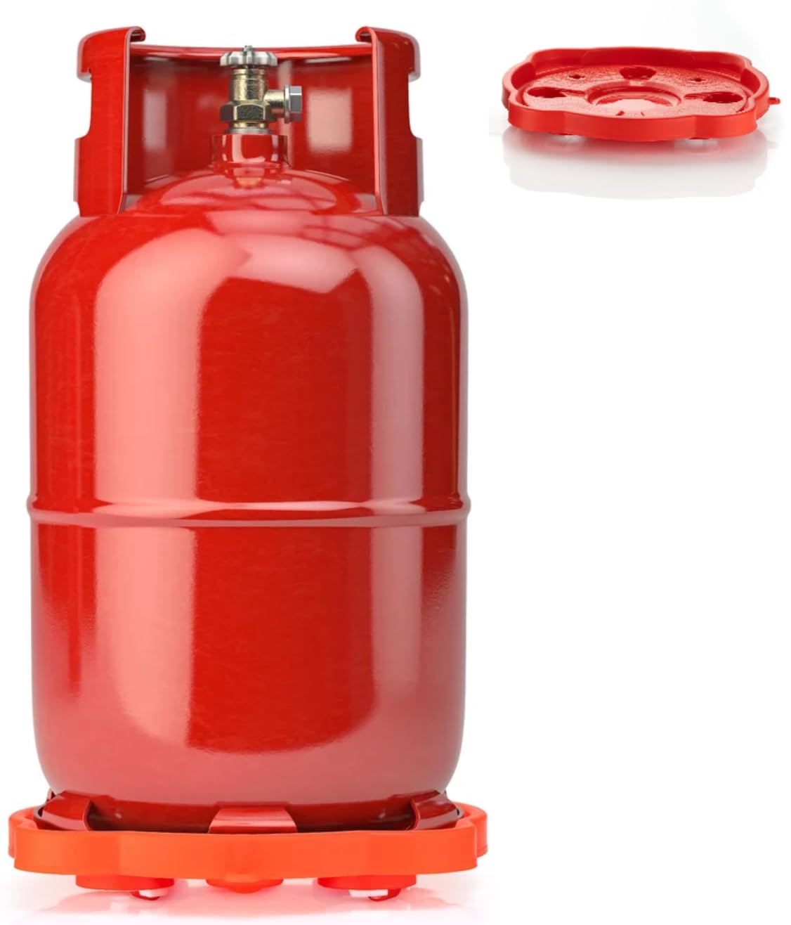 SHUTTLE ART Heavy Duty Plastic LPG Gas Cylinder Stand Trolley for Kitchen Easily Movable Water Can Trolley with Wheels Strong and Round Gas Trolley Easy to use & Carry This Trolly(Red Stand) (B0D9NXZ267) Amazon Price History, Amazon Price Tracker