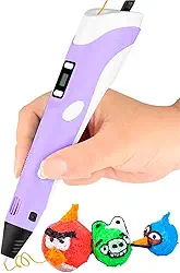 Caneta Impressora 3D USB Bivolt com Controle de Temperatura, Display LCD e Filamentos ABS/PLA - Kit Completo para Crianças e DIY Criativo (Lilás)