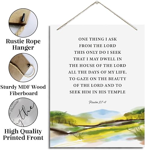 Miniatura 5 de Decoración inspiradora para pared, letreros decorativos de madera para colgar, decoración cristiana para el hogar, letrero colgante de versículo