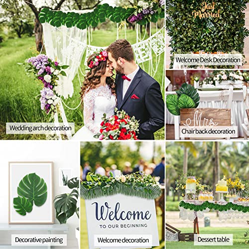 Quanqiufei 74 Pcs 7 Kinds Artificial Palm Leaves Tropical Fake Leaves, Monstera Leaf Faux Leaves For Safari Jungle Hawaiian Dinosaur Luau Party Table Decoration Wedding Birthday Theme Party #TOP6