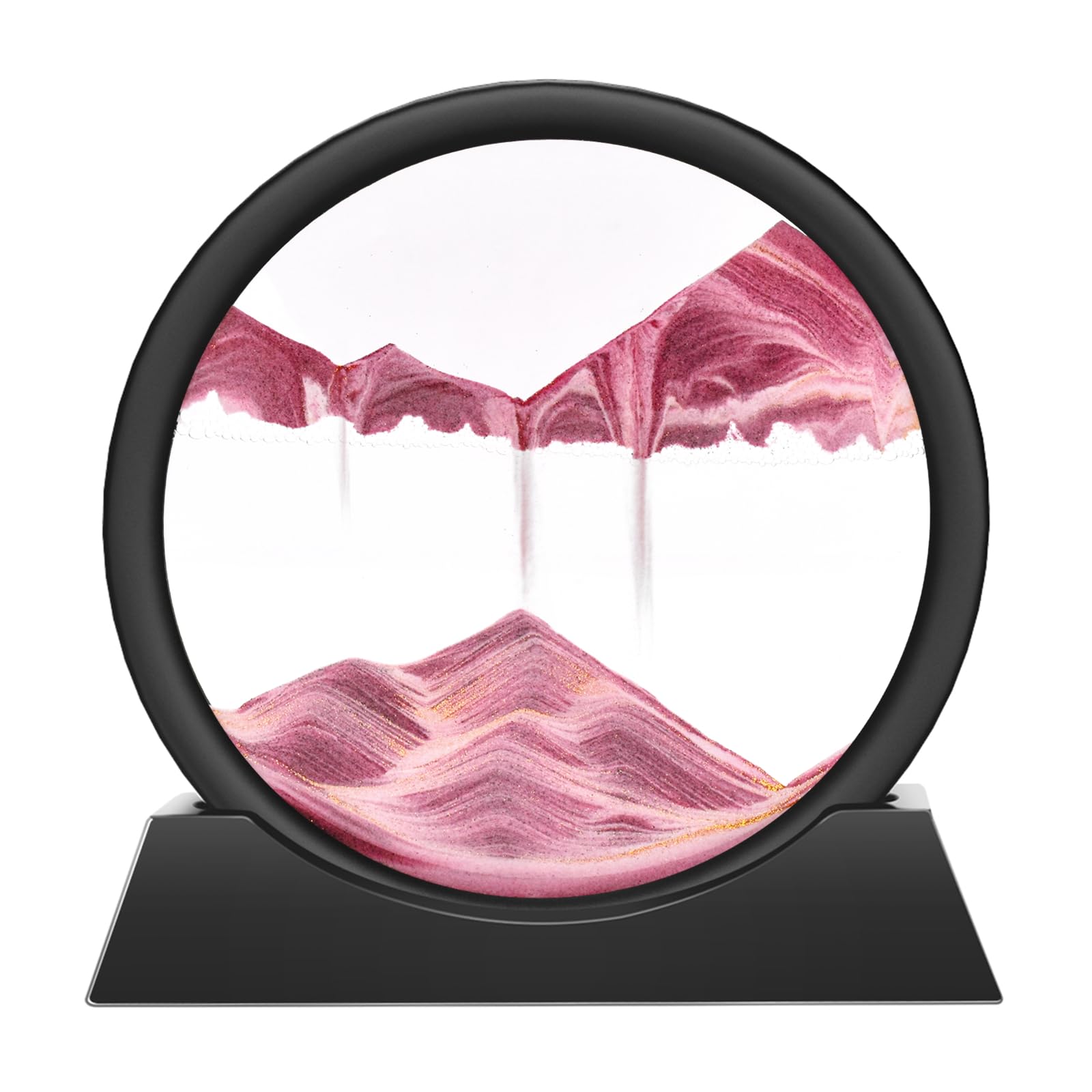 Wai Danie Pittura di Sabbia Che Scorre Quadro Sabbia Movimento sabbia dinamica 3d Hourglass Deep sea Sandscape Display Decorazioni per la Casa e l'ufficio Giocattoli da Scrivania per Adulti (rosa 7'')