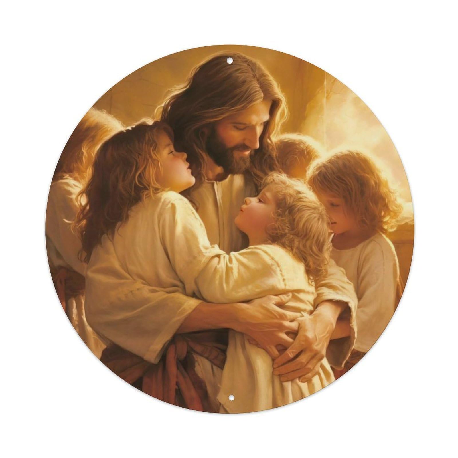 Jesus And The Children Religious Metal Tin Sign