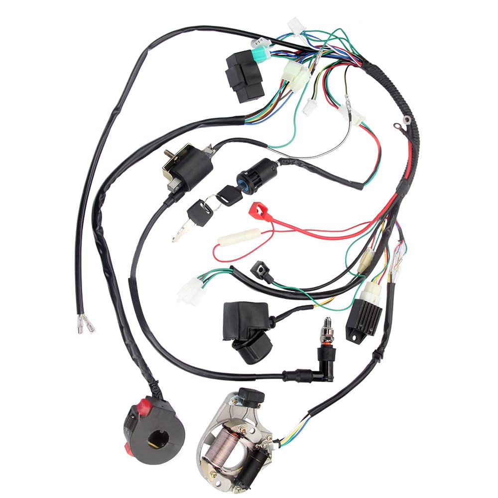 MASO - Assemblaggio di cablaggio elettrico, set di fili CDI per Dirt Bike cinese ATV QUAD 50/70/90/110CC 125, kit di cablaggio della bobina di accensione CDI