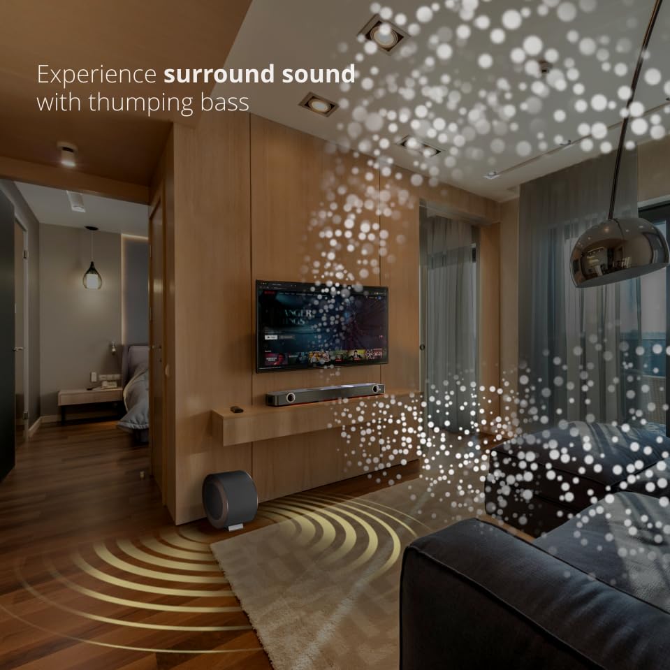 Image of IWAI Thunder 2.1 Channel Soundbar with External Subwoofer, 1000W, HDMI(ARC), Bluetooth V5.3, 4 EQ Modes, 3D Surround Sound