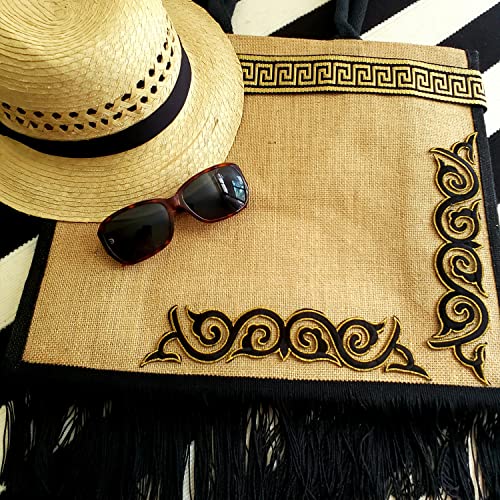 Bolso tote de yute Expo International Dakota de dos tonos con refuerzo lateral, esencial para verano | Verde miniatura 5