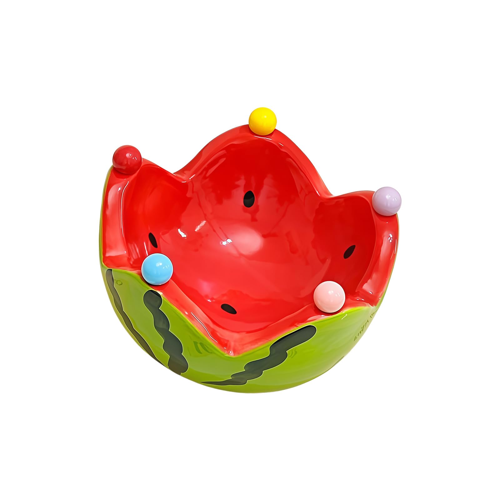 Buxuaaaa 1 Set Ceramic Watermelon Bowl and 5 Metal Forks for Fruits Desserts Party Bowl