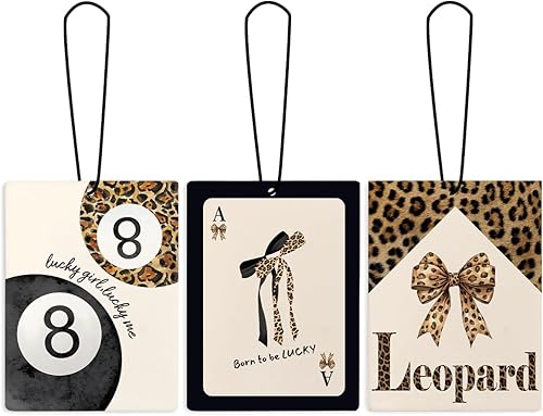 Miniatura 10 de Lindo ambientador de coche Preppy con lazo de cereza, moderno ambientador colgante para auto 3 piezas, ambientador Preppy con lazo negro para negro