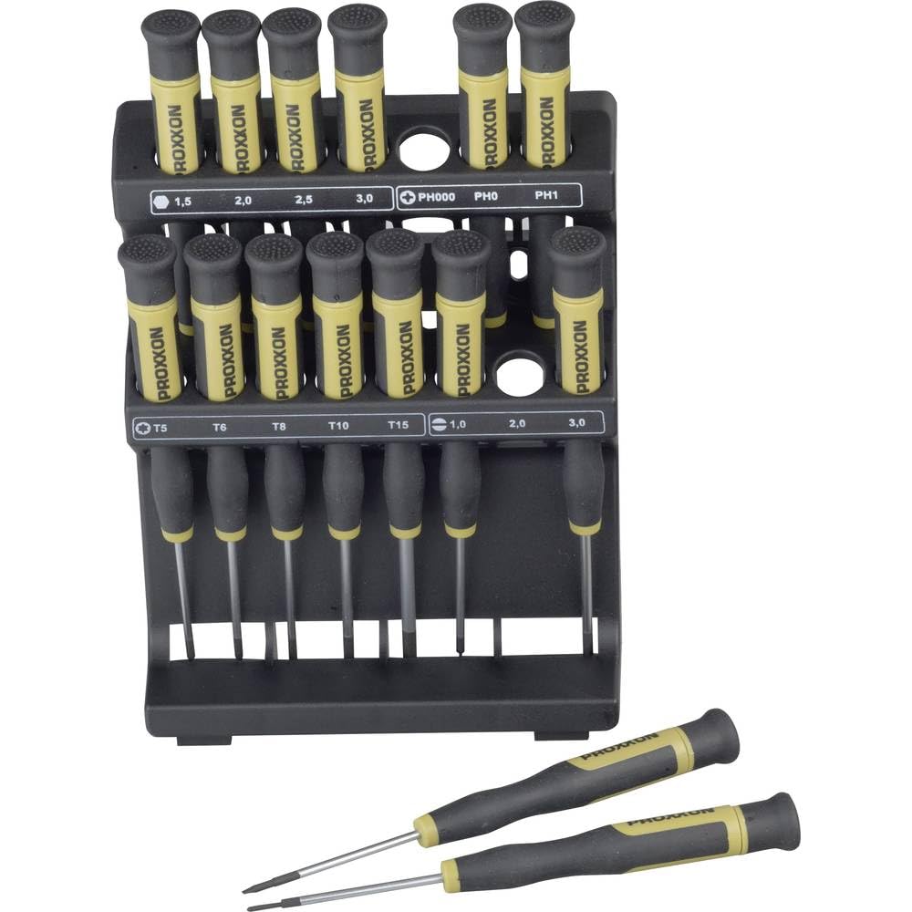 Proxxon Micro-Driver Serie di 15 cacciaviti per elettronica, orologiai, gioiellieri, meccanica di precisione e modellismo