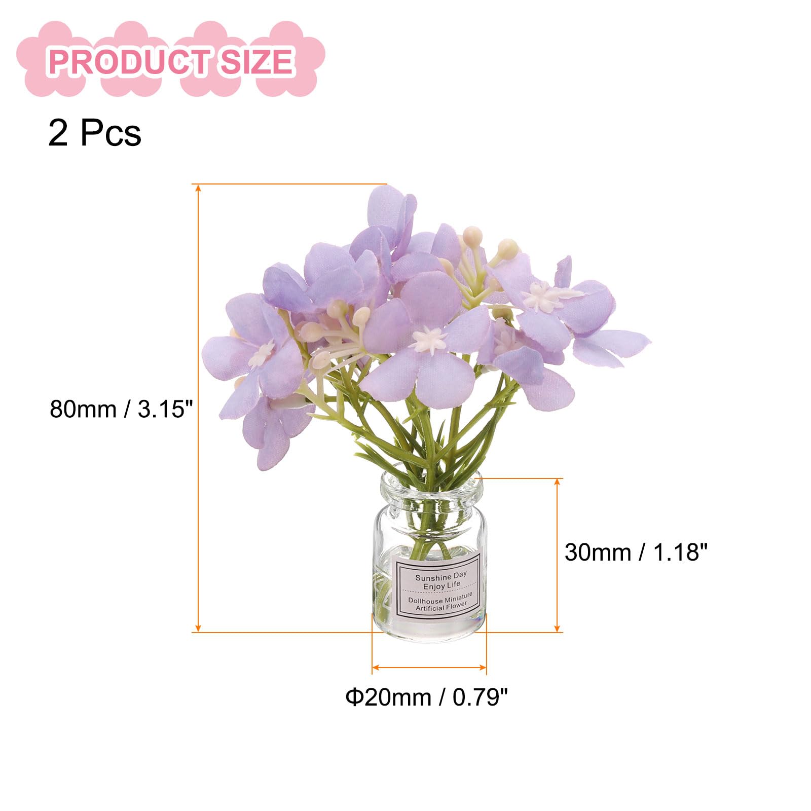 CoCud Mini Flowers Dollhouse in Vase, Silk Plastic Miniature Dollhouse Accessories with Tiny Flower Purple - Image 2