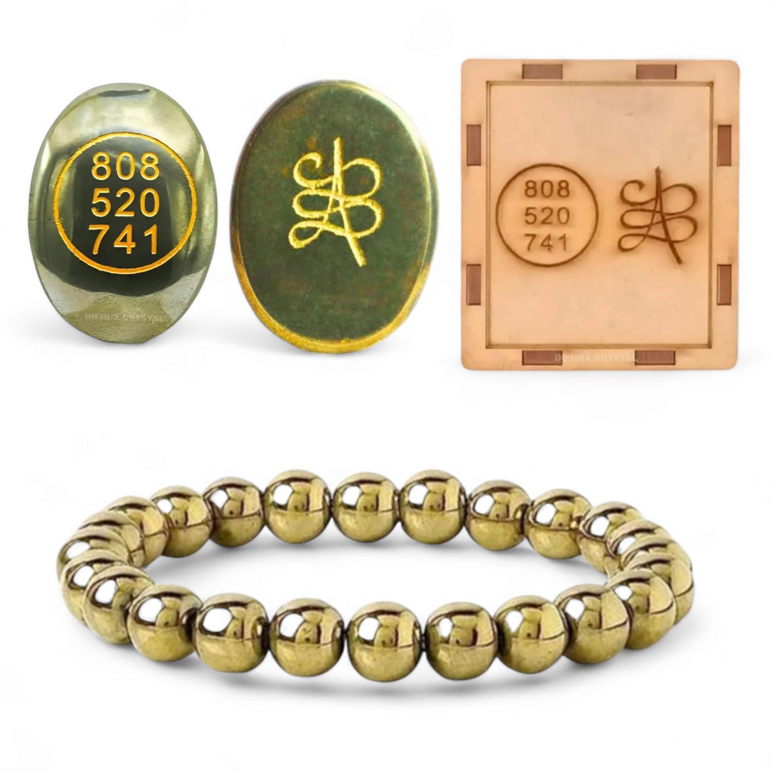 INFINIX CRYSTAL Golden Pyrite Zibu Coin with Box & Golden Hematite Bracelet - Certified Money Magnet Stone for Manifestation & Meditation - Angelic Zibu Symbol & Number 808 520 741 (Combo of 2 PCS) (B0D44PWM13) Amazon Price History, Amazon Price Tracker