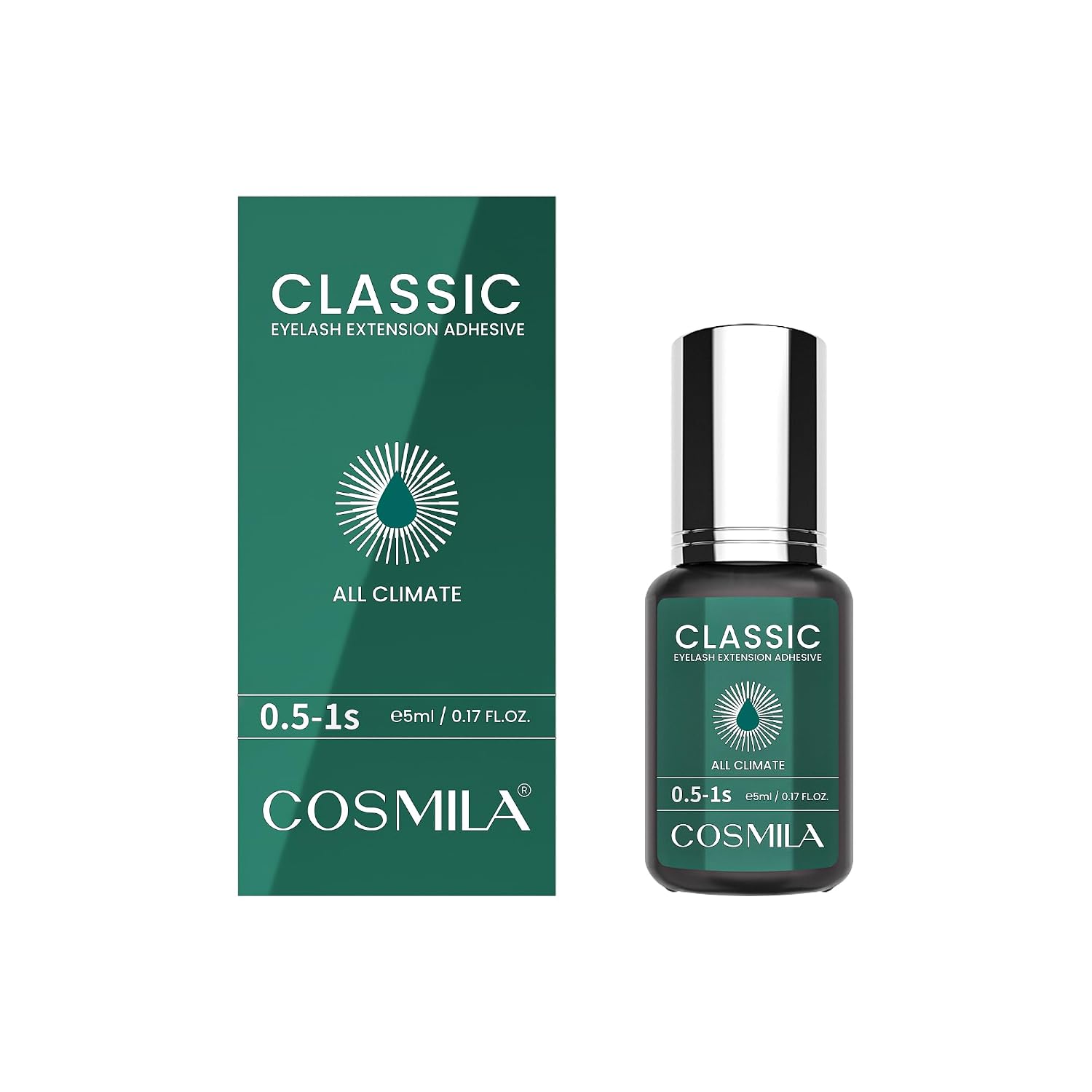 Classic Eyelash Extension Glue – HQ Free – Made in Japan – Low Fume, All-Climate, Sensitive-Friendly, Extra Strong – 8 Weeks Retention – for Professional Lash Techs – 5ml (0.5-1s)