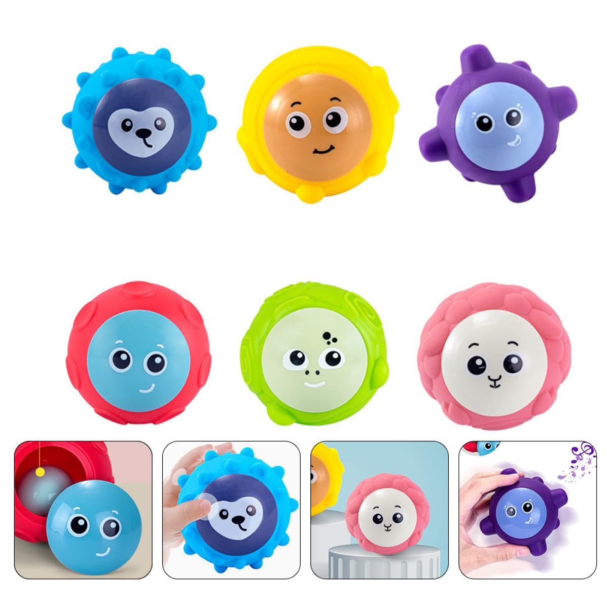 ERINGOGO Lot de 6 Balles de Préhension pour Bébé en PVC, Jouet D’éveil