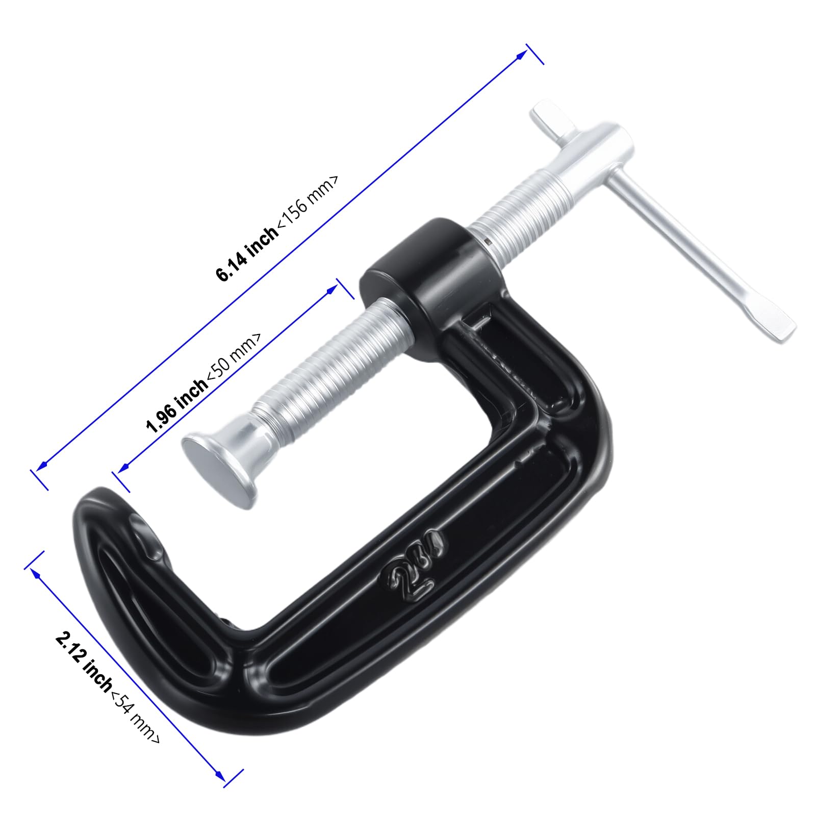Set di 6 morsetti a G da 5 cm, piccoli morsetti a C in ghisa nera per la lavorazione del legno e la lavorazione dei metalli
