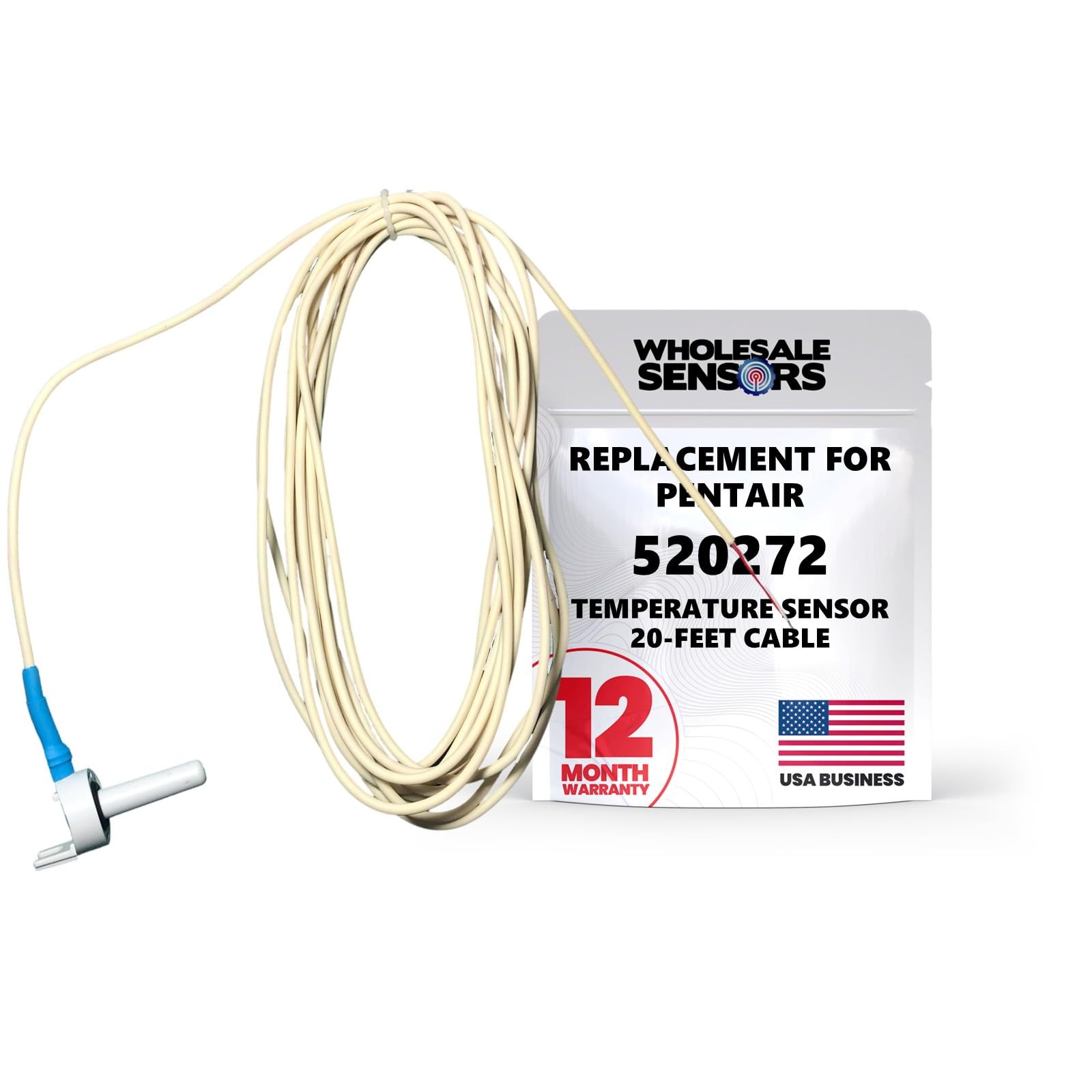 Pentair 520272 Replacement Temperature Sensor 20FT Cable 12 Month Warranty