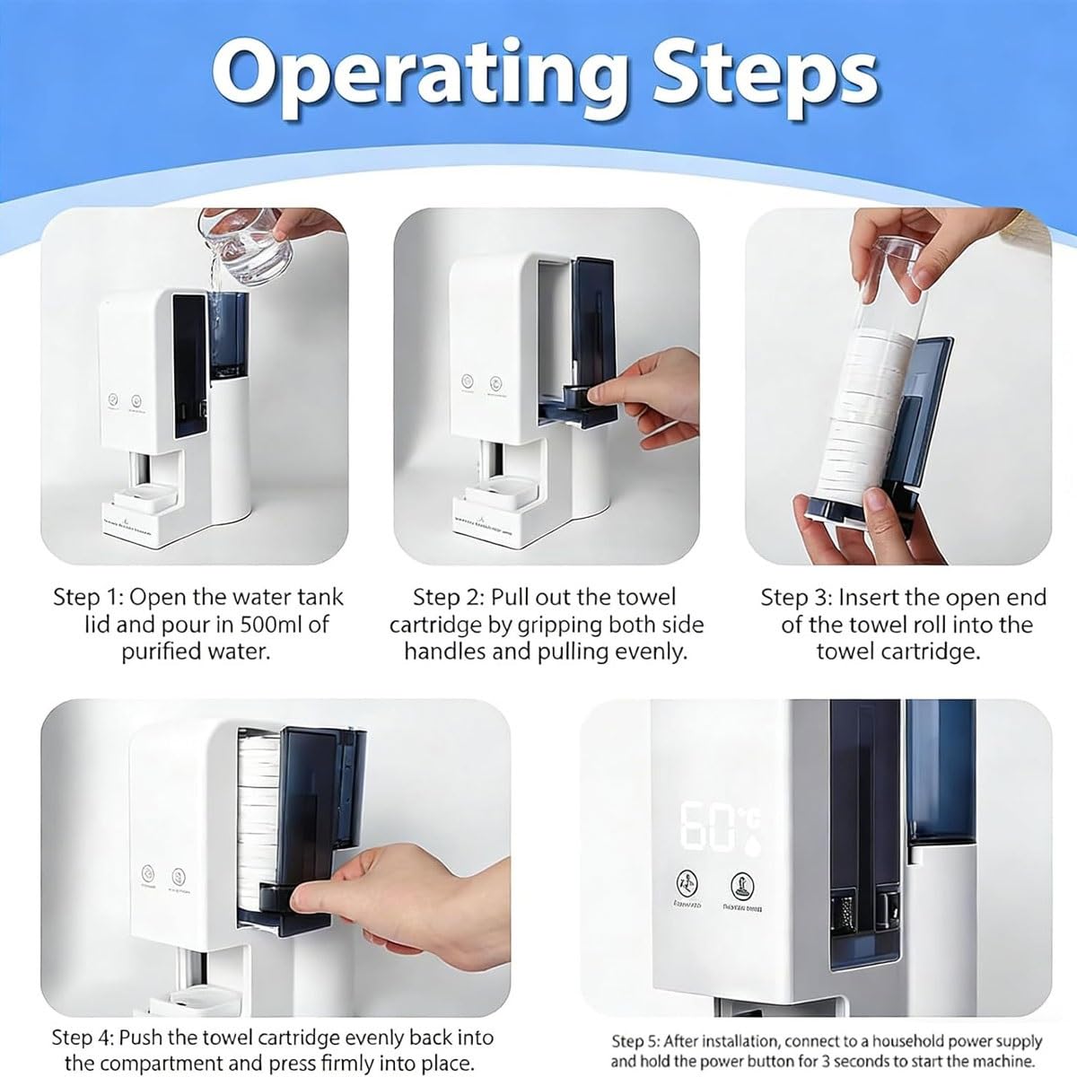 Dispenser Automatico di Asciugamani Caldi con Vapore, Macchina for Il Vapore di Asciugamani for Il Viso con 40 Asciugamani USA e Getta, scaldasalviette USA(40 Towels)